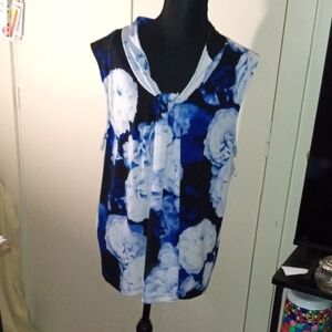 Floral Blue and White Women's Sleeveless tops. Calvin Klien